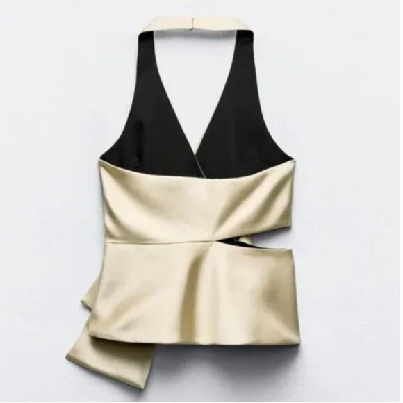 ZARA FULLY LINED SATIN BOW TIE TOP BLOUSE - Picture 5 of 12